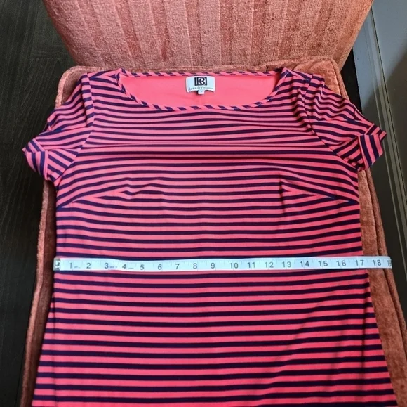 Laundry By Design Red & Navy Striped Short Sleeve Shift Dress Sz. S - Picture 10 of 10